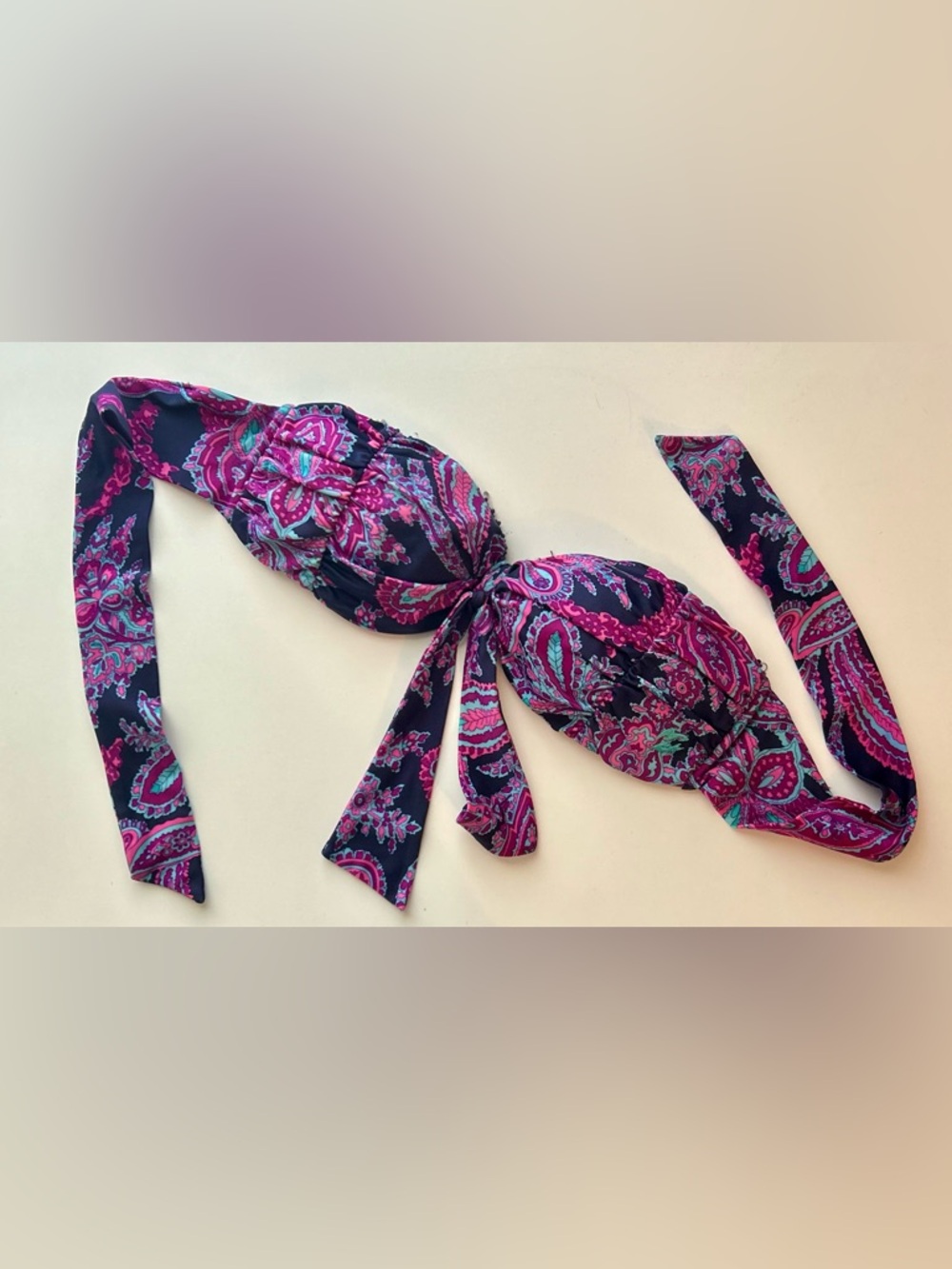 Billabong Paisley Bandeau/Strapless Bikini Top Tie